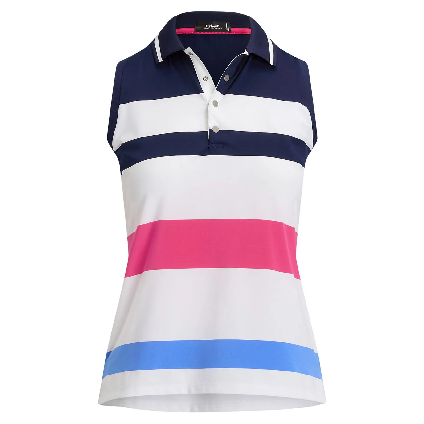 Sleeveless Polo Shirt-Refined Navy/Ceramic White/Bright Pink/Summer Blue
