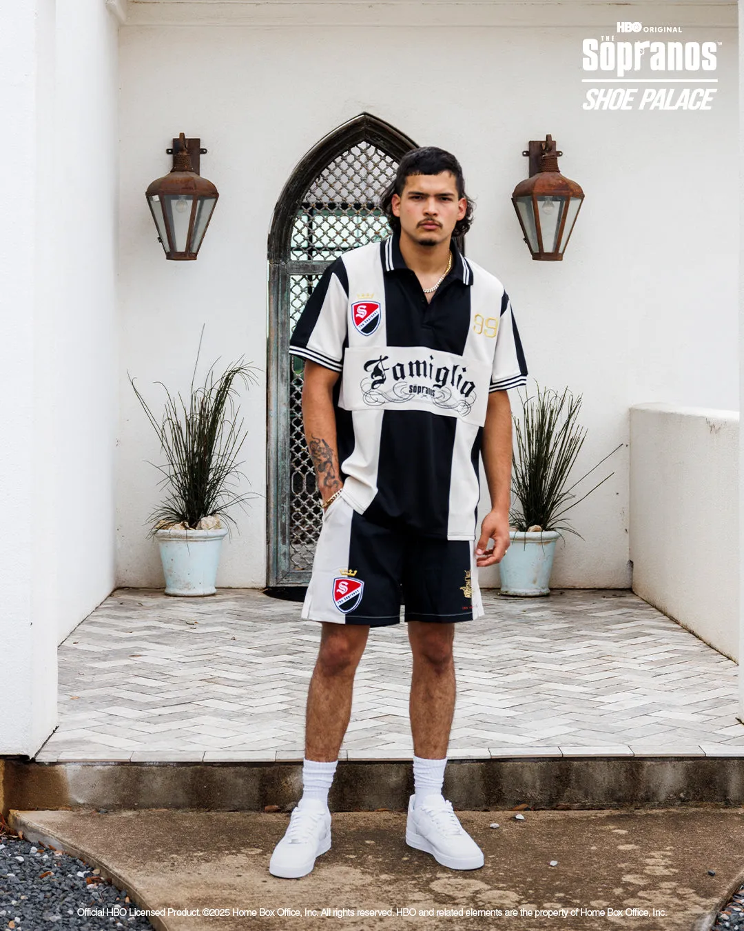 SP x Sopranos Soccer Hybrid Mens Shorts (Black/Cream)
