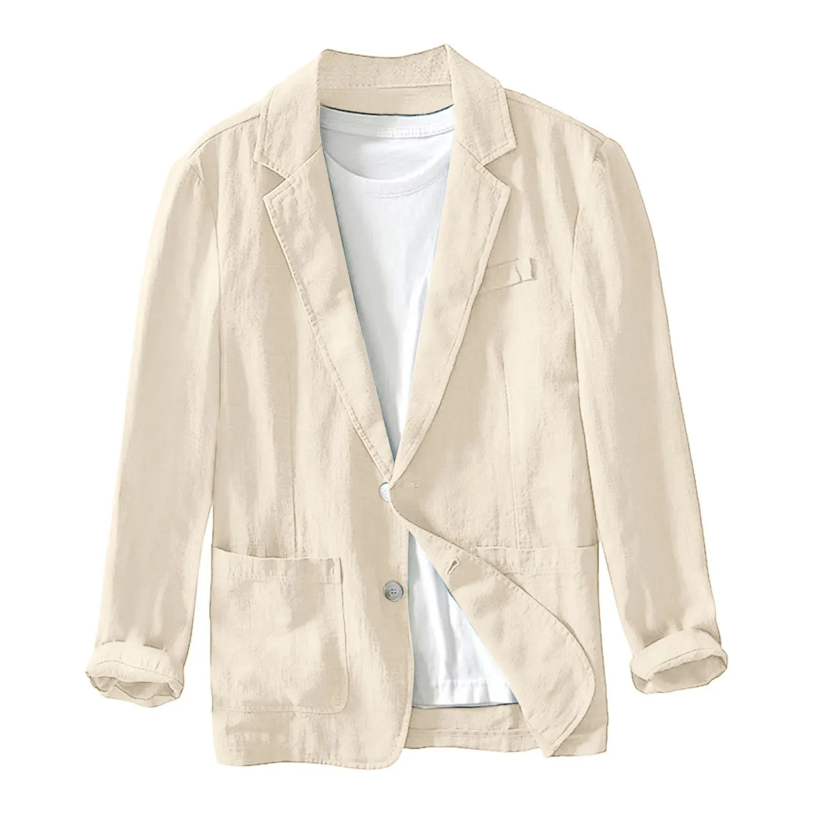 Spring New Casual Linen and Cotton Safari Suits for Men Clothing Solid Color Blazers Men Jackets Oversize Casual Suit Blazer