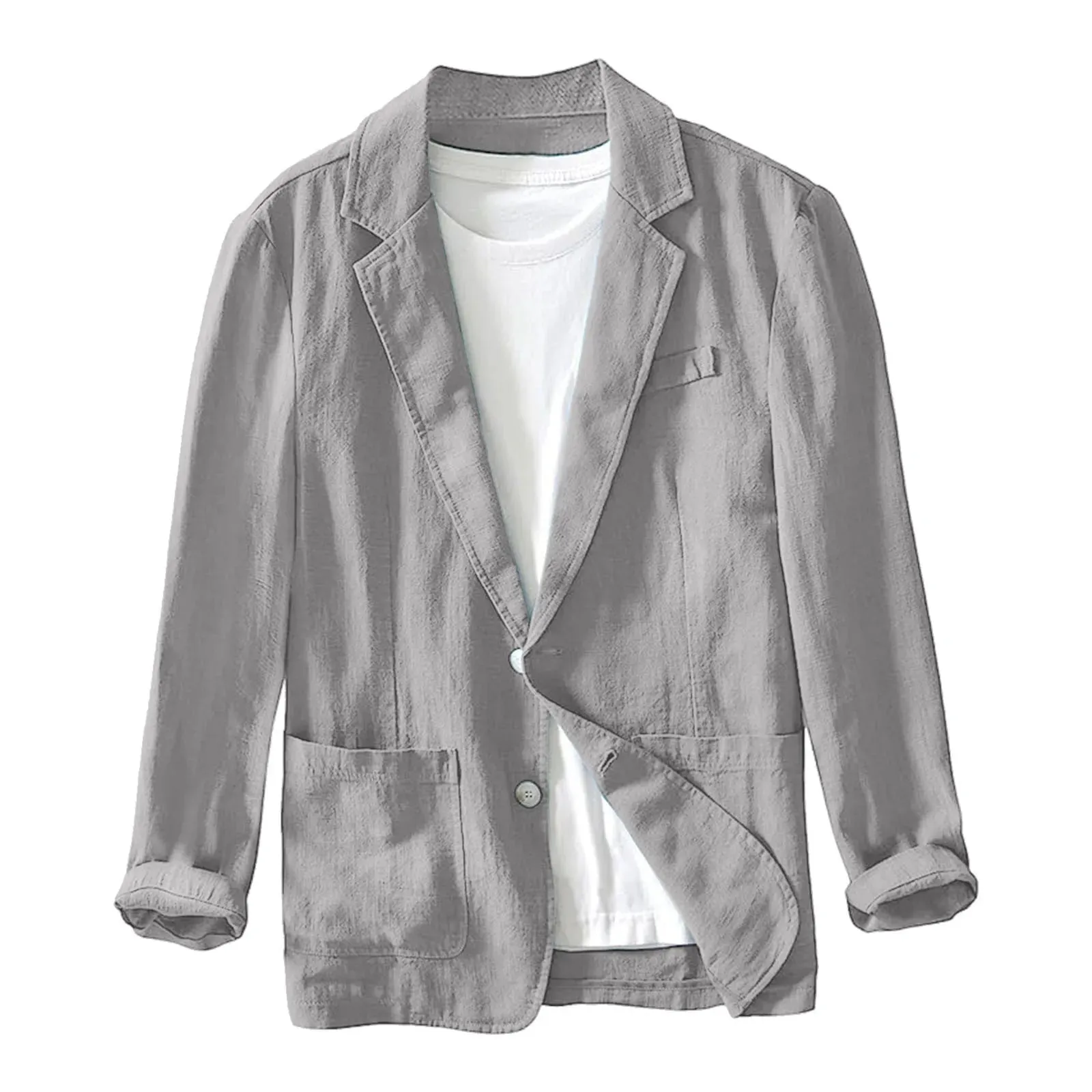 Spring New Casual Linen and Cotton Safari Suits for Men Clothing Solid Color Blazers Men Jackets Oversize Casual Suit Blazer
