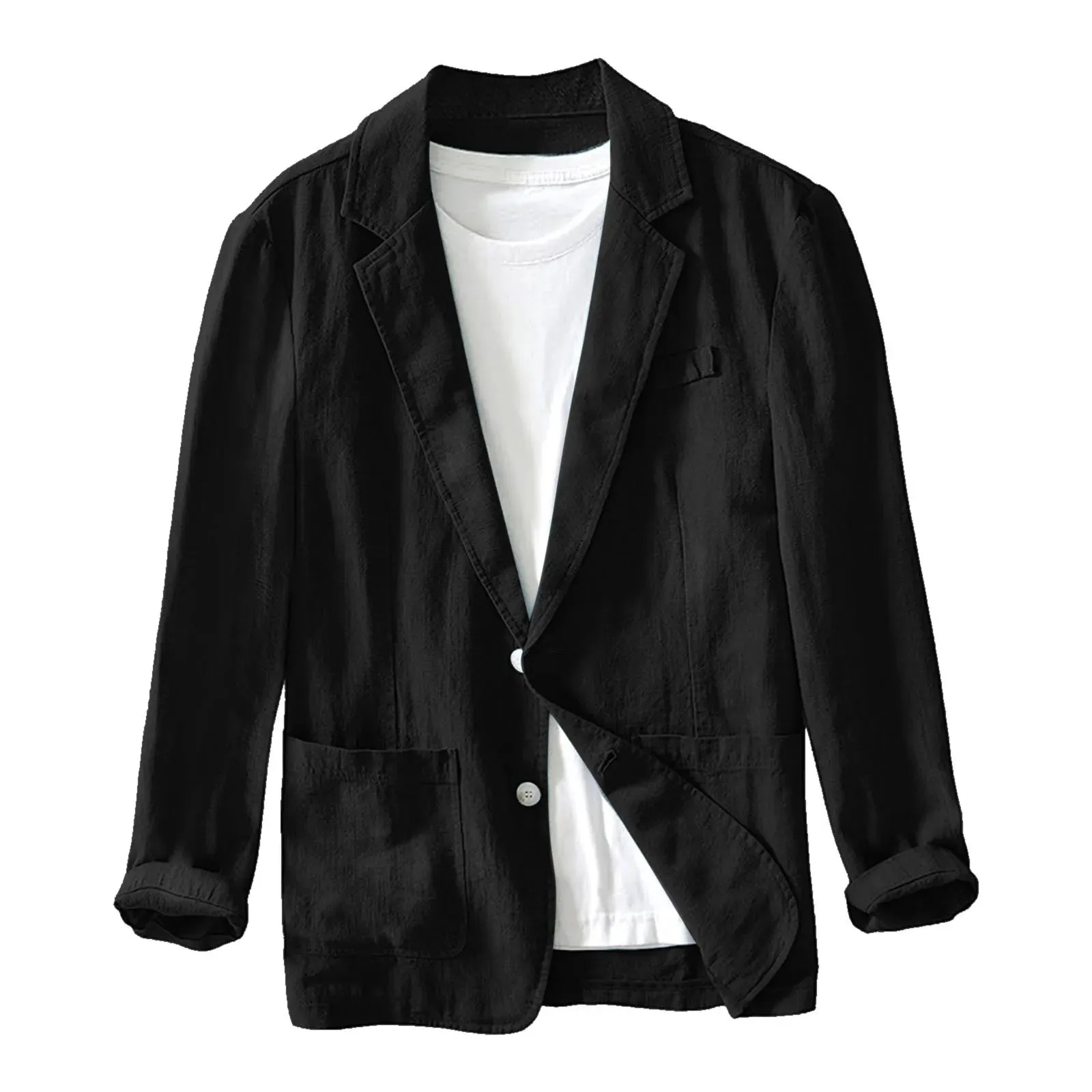 Spring New Casual Linen and Cotton Safari Suits for Men Clothing Solid Color Blazers Men Jackets Oversize Casual Suit Blazer