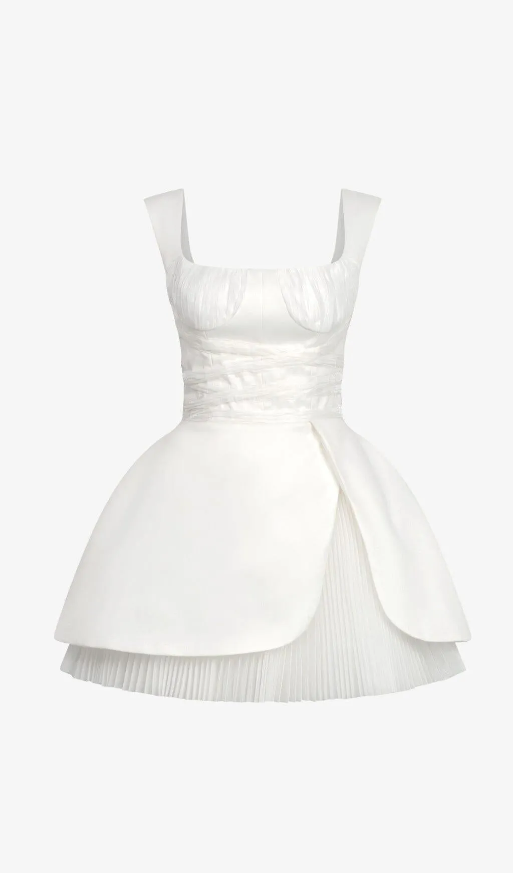 Square Neck Mini Dress In White