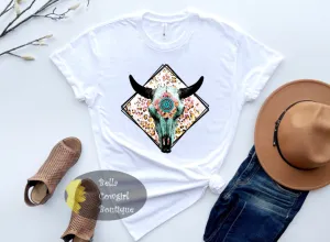 Steer Skull Concho Western T-Shirt
