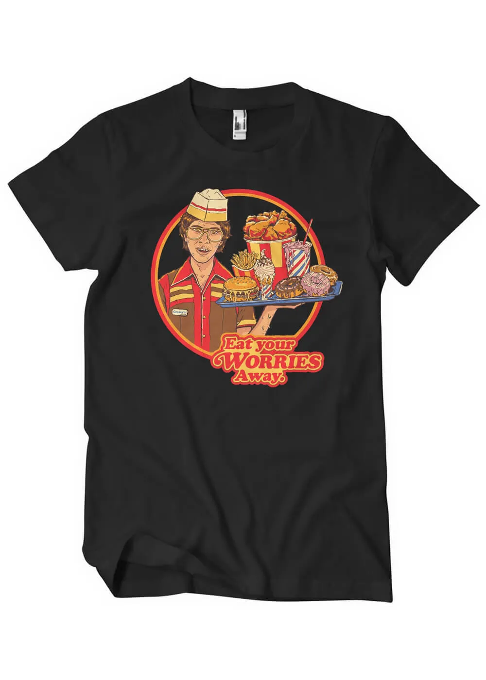 Steven Rhodes Eat Your Worries Away T-Shirt Black
