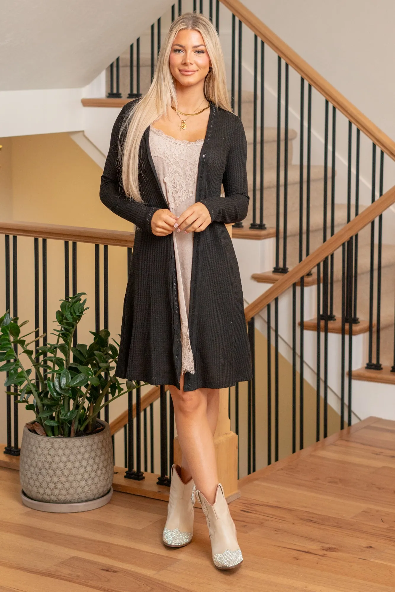 Stone Edge Open Cardigan - Black