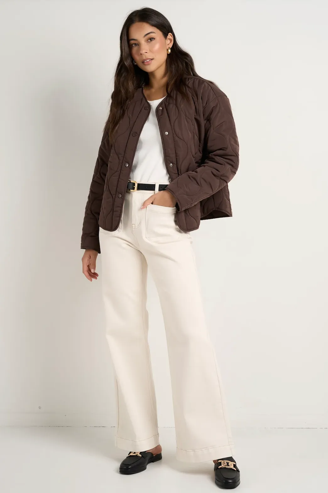 STORIES BE TOLD Apex Collarless Puffer Jacket - Chocolate