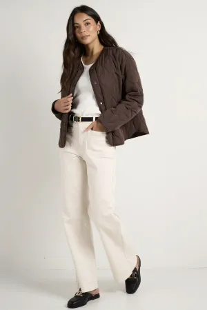 STORIES BE TOLD Apex Collarless Puffer Jacket - Chocolate