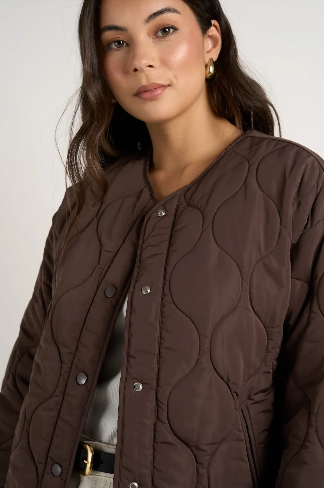 STORIES BE TOLD Apex Collarless Puffer Jacket - Chocolate
