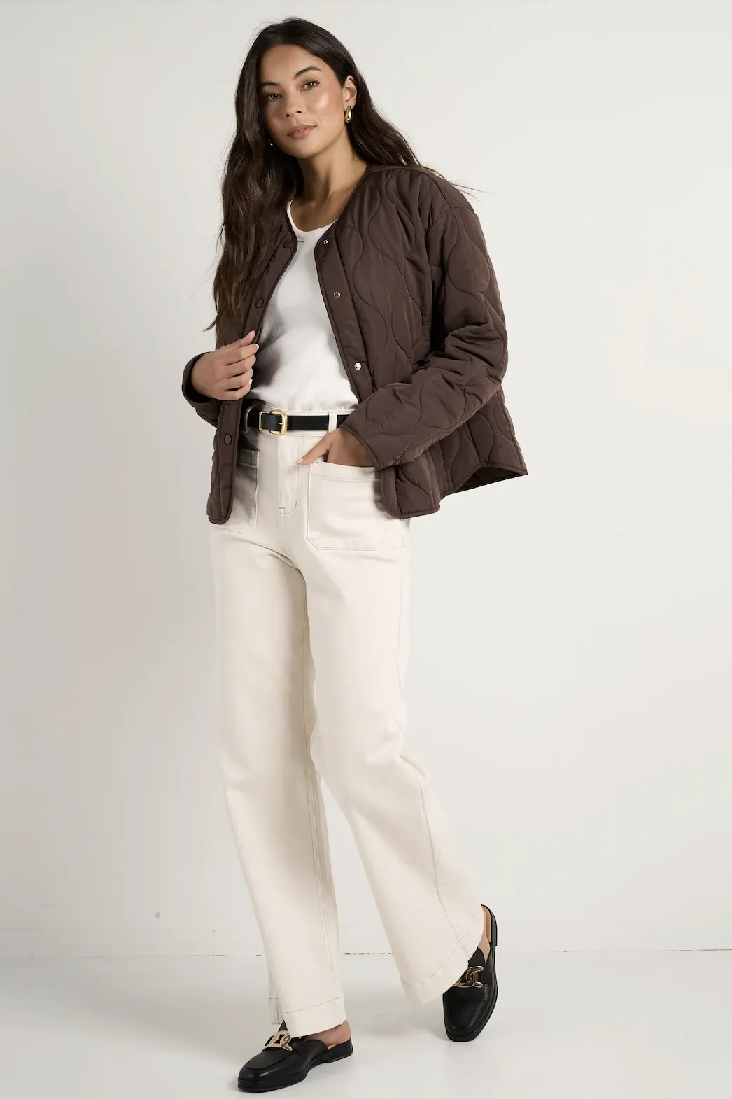 STORIES BE TOLD Apex Collarless Puffer Jacket - Chocolate