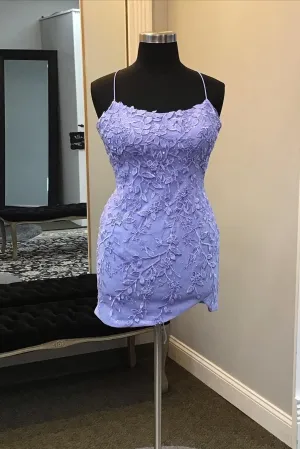 Straps Purple Lace Tight Tulip Dress