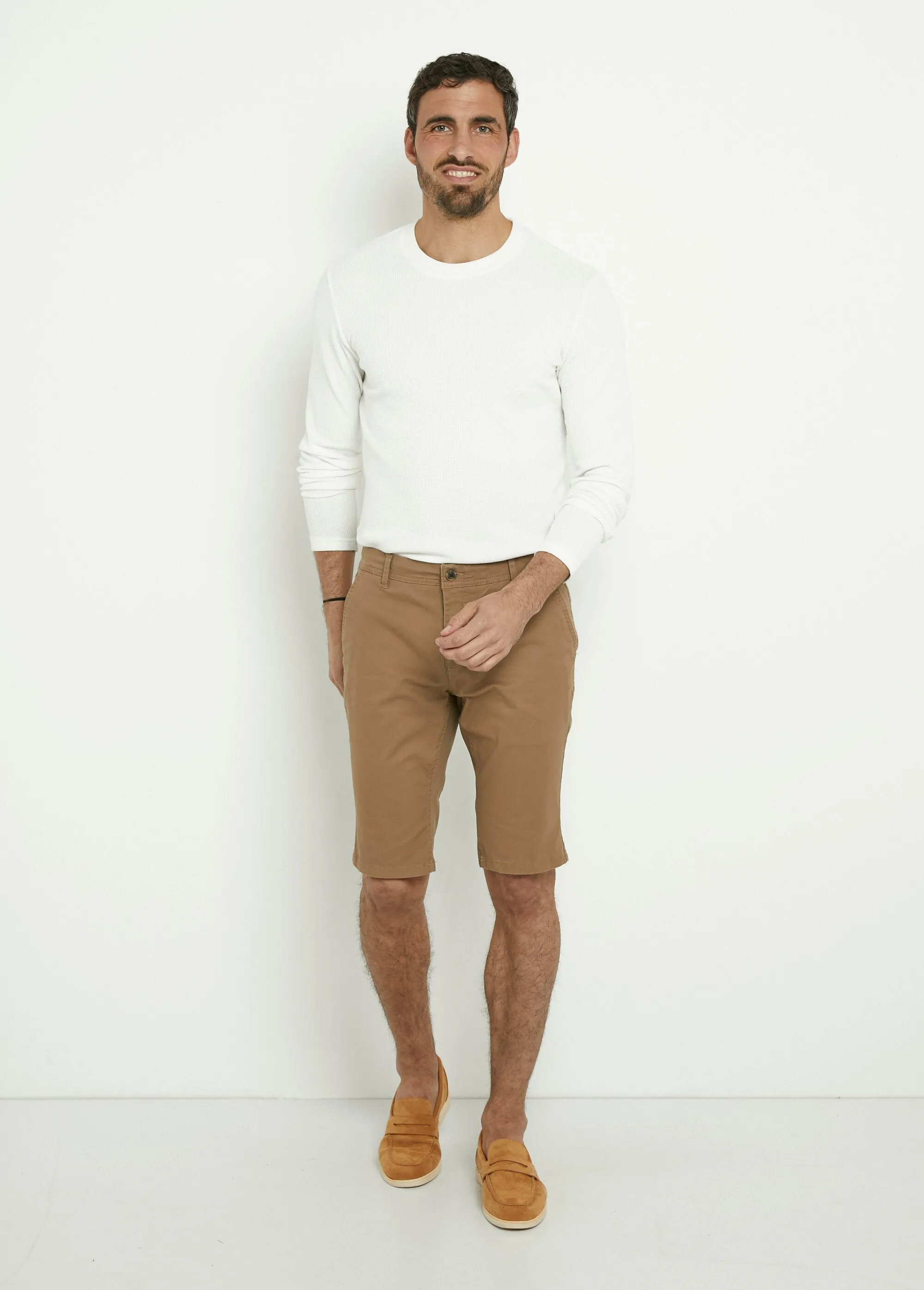 Stretch cotton canvas Bermuda shorts