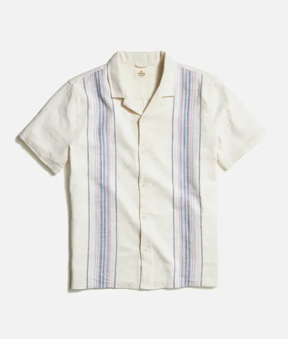 Stretch Selvage Resort Shirt in Natural/Lavender Stripe