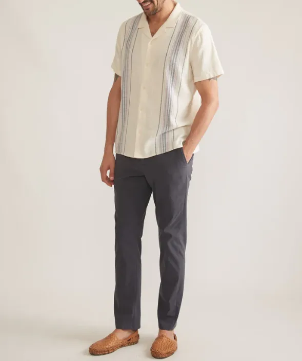Stretch Selvage Resort Shirt in Natural/Lavender Stripe