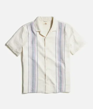 Stretch Selvage Resort Shirt in Natural/Lavender Stripe