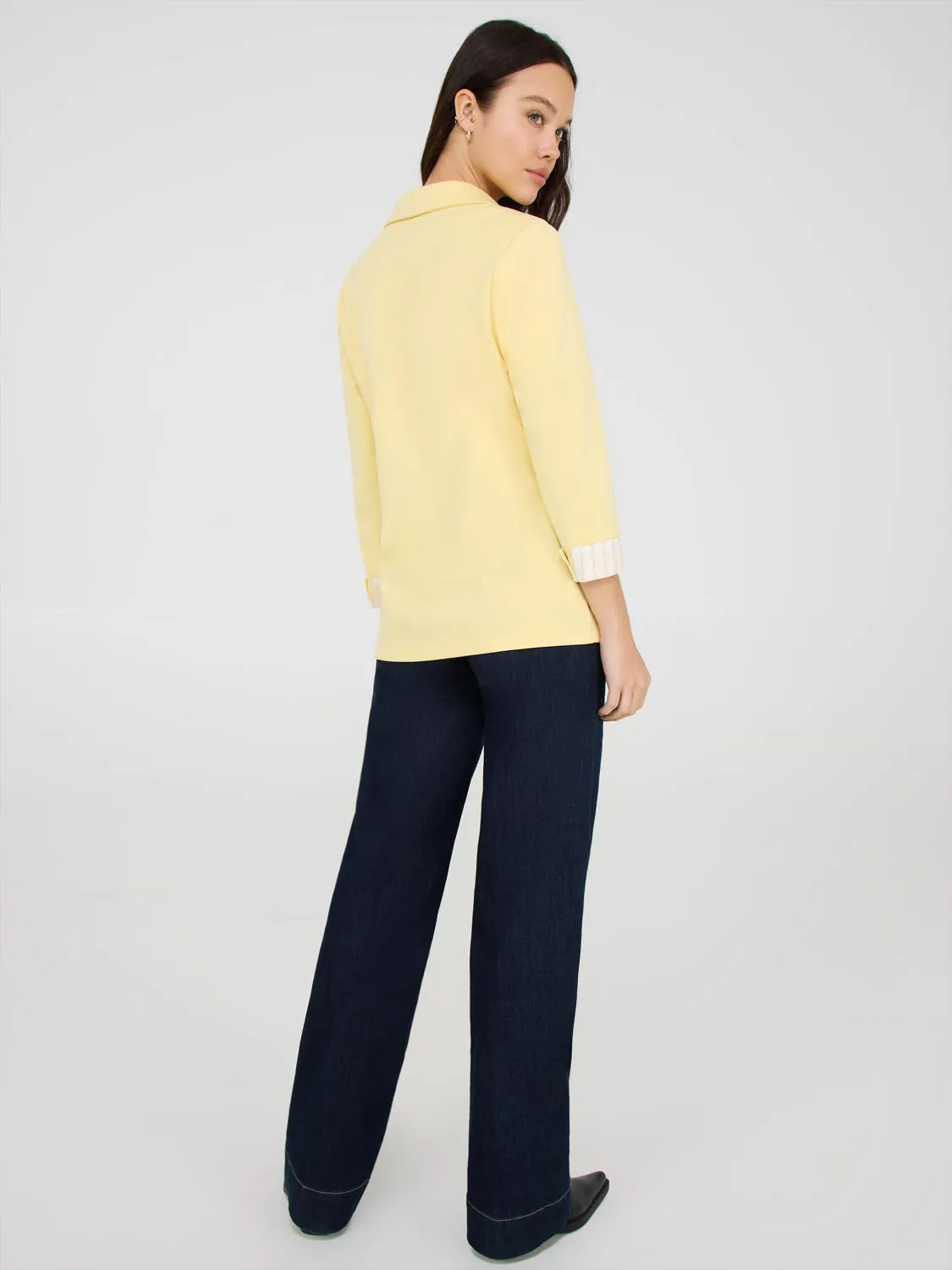 Striped Cuff Single-Breasted Blazer