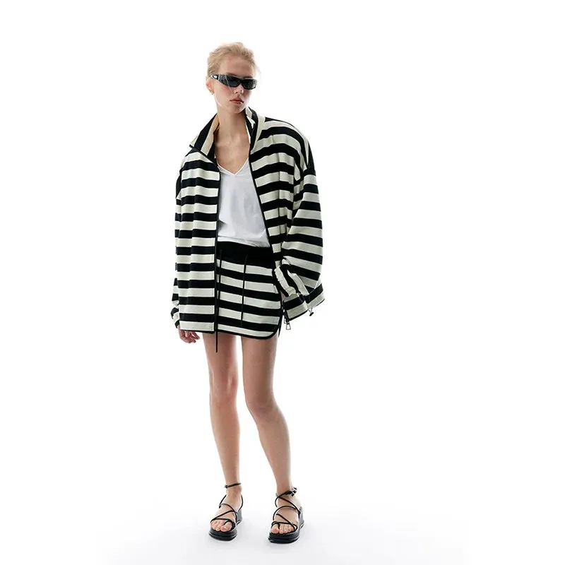 Striped Oversized Jacket and Skirt Set