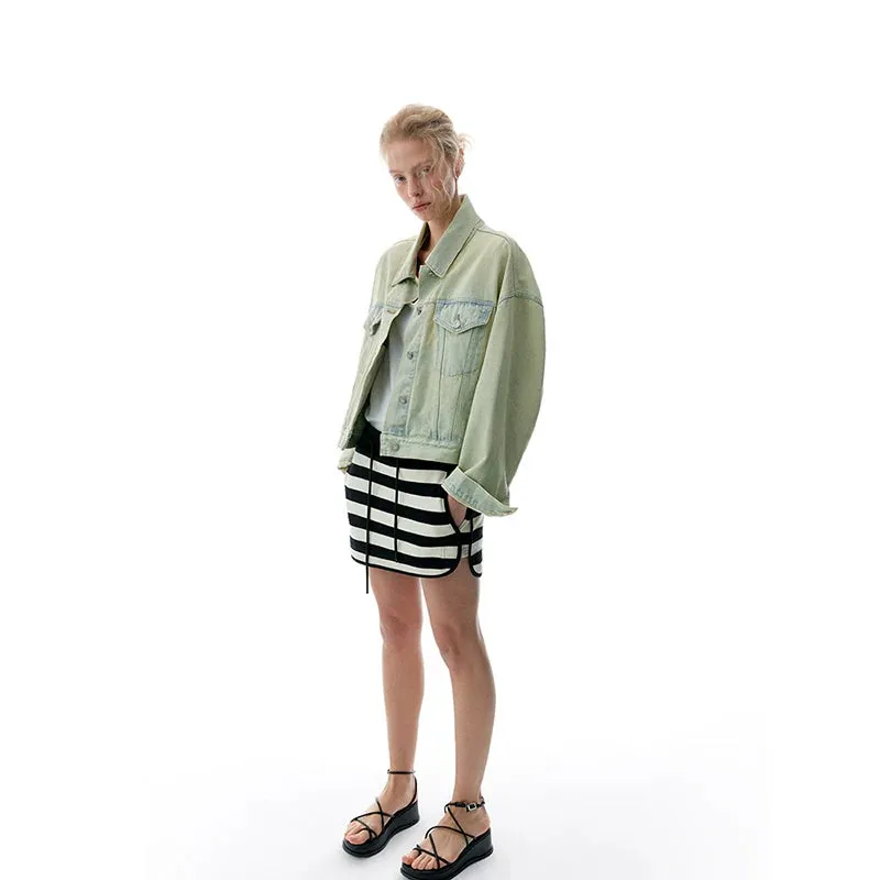 Striped Oversized Jacket and Skirt Set