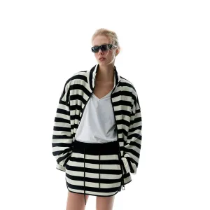 Striped Oversized Jacket and Skirt Set