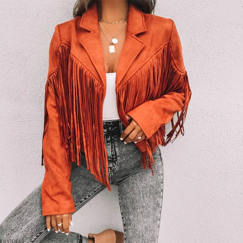 Suede jacket with fringes - Perfect for chilly days