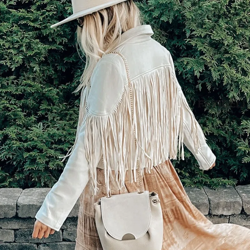 Suede jacket with fringes - Perfect for chilly days