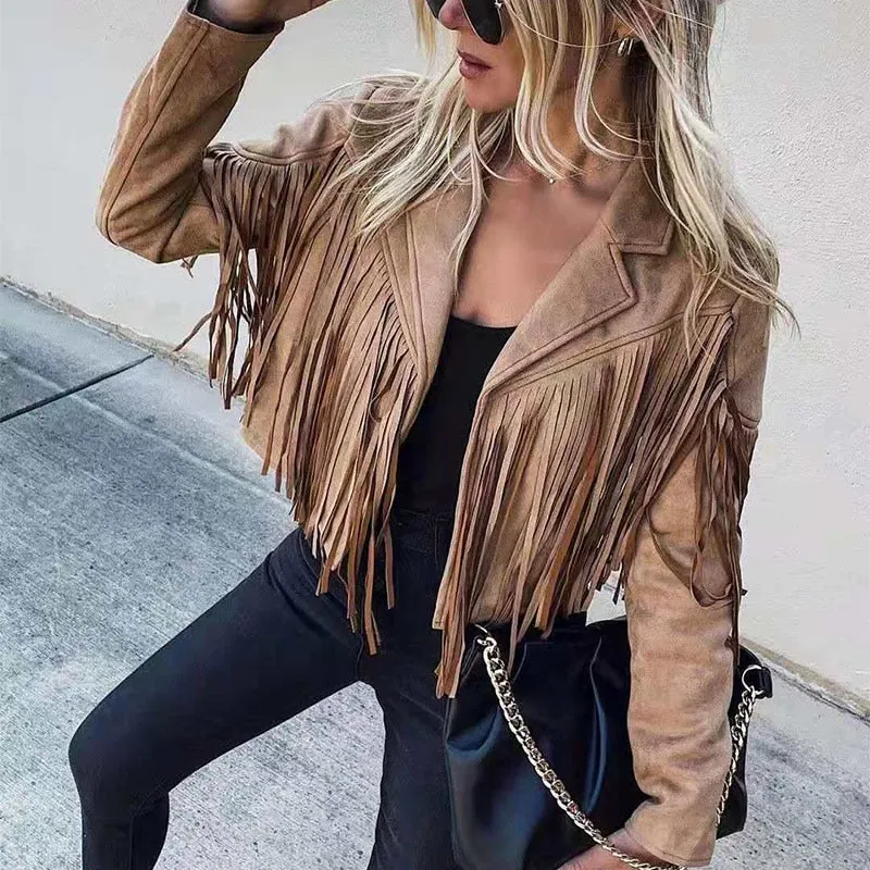 Suede jacket with fringes - Perfect for chilly days