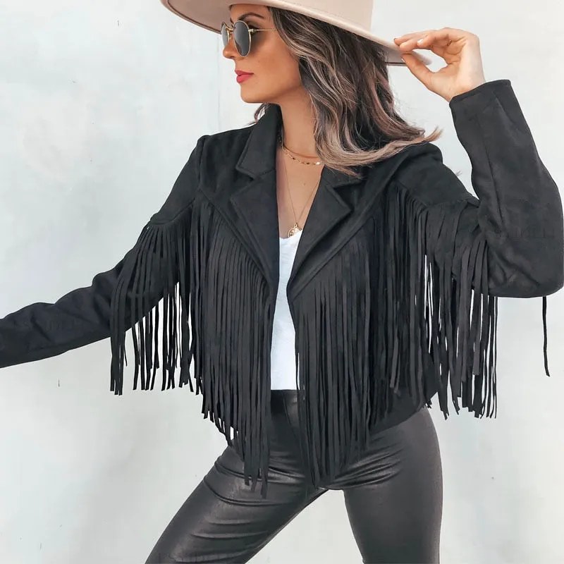 Suede jacket with fringes - Perfect for chilly days