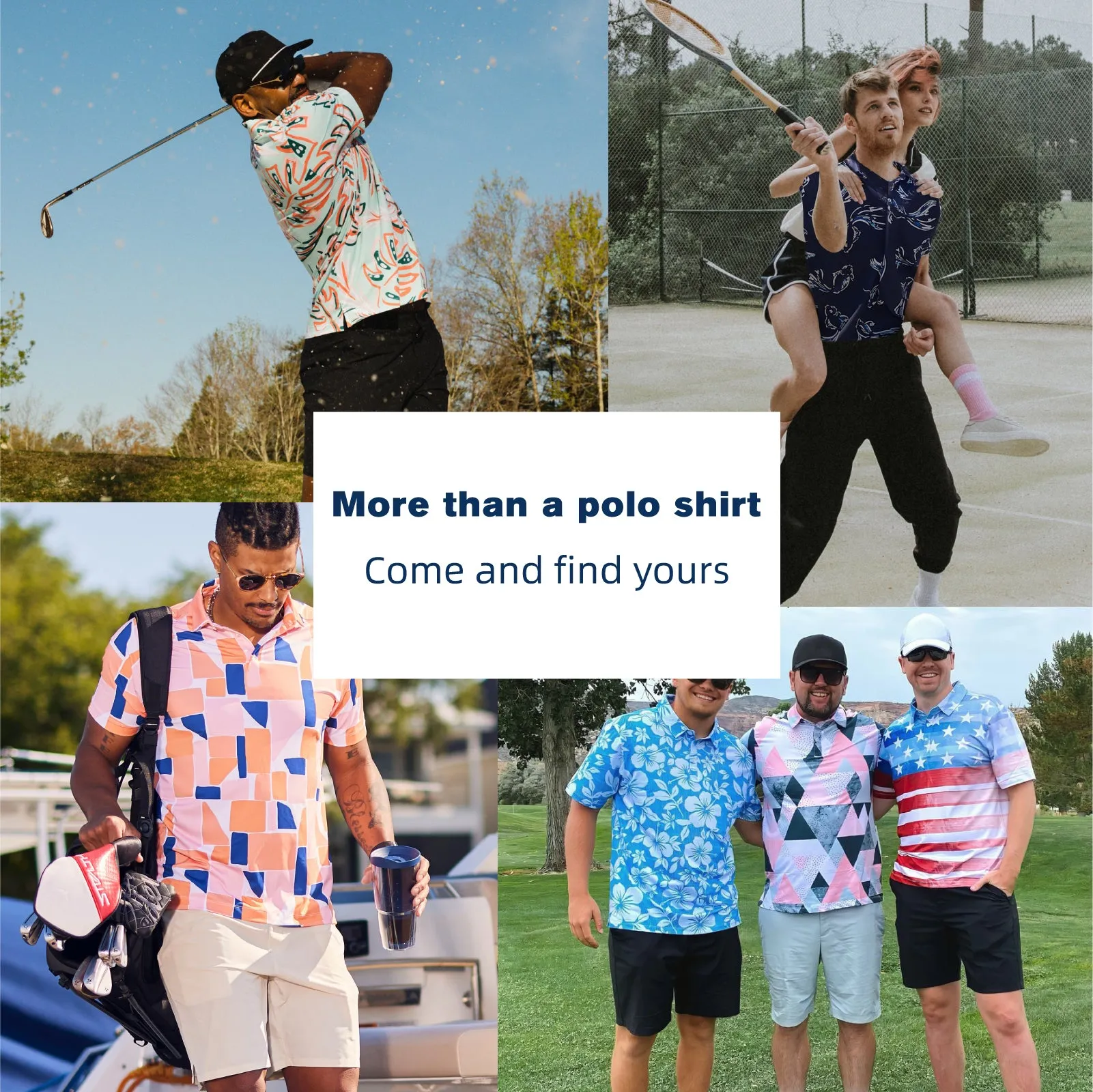 SURF CUZ Quick Dry Golf Polo Shirts for Men