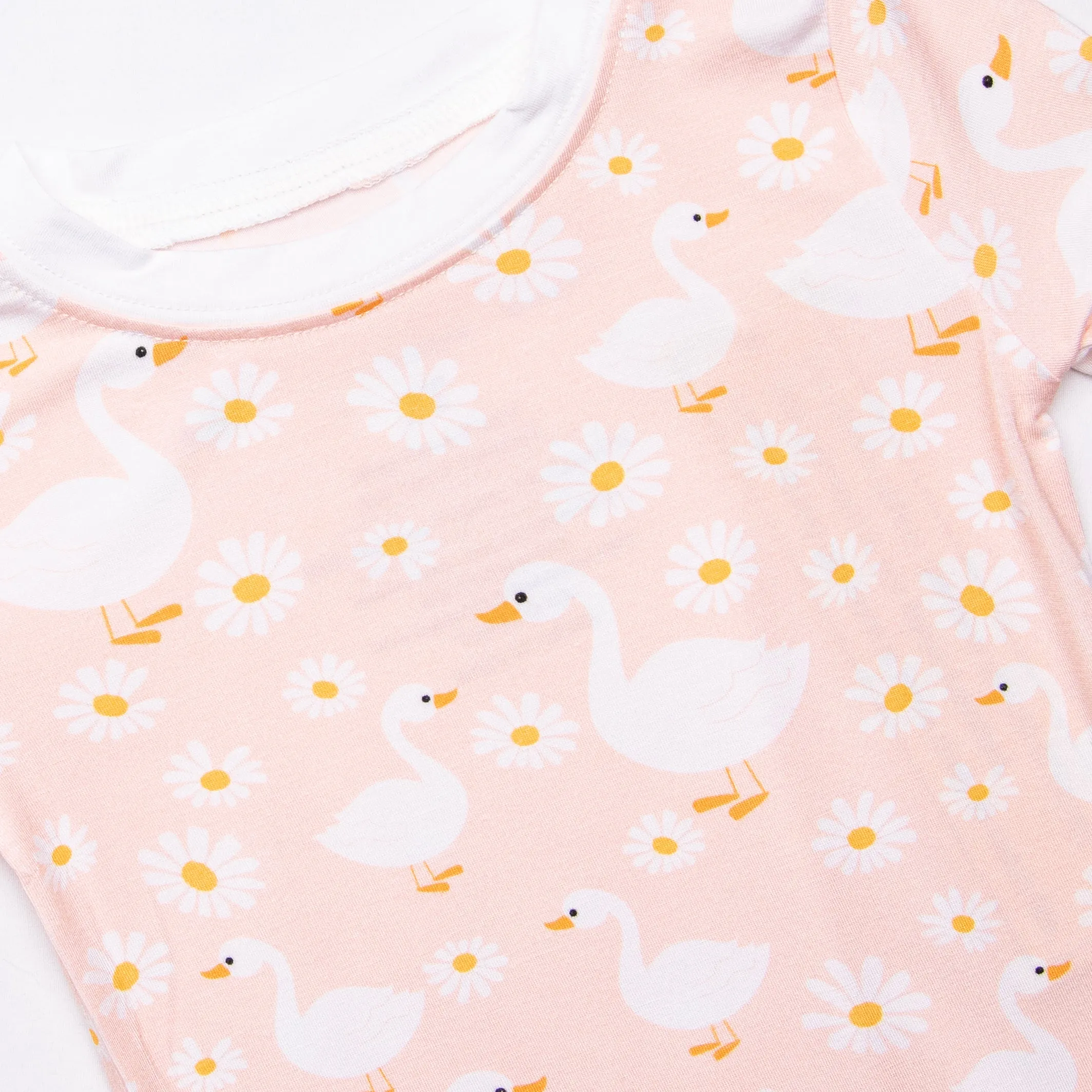 Swan Lake Snuggles Bamboo Pajama Short Set, Peach