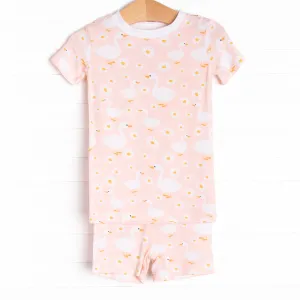 Swan Lake Snuggles Bamboo Pajama Short Set, Peach