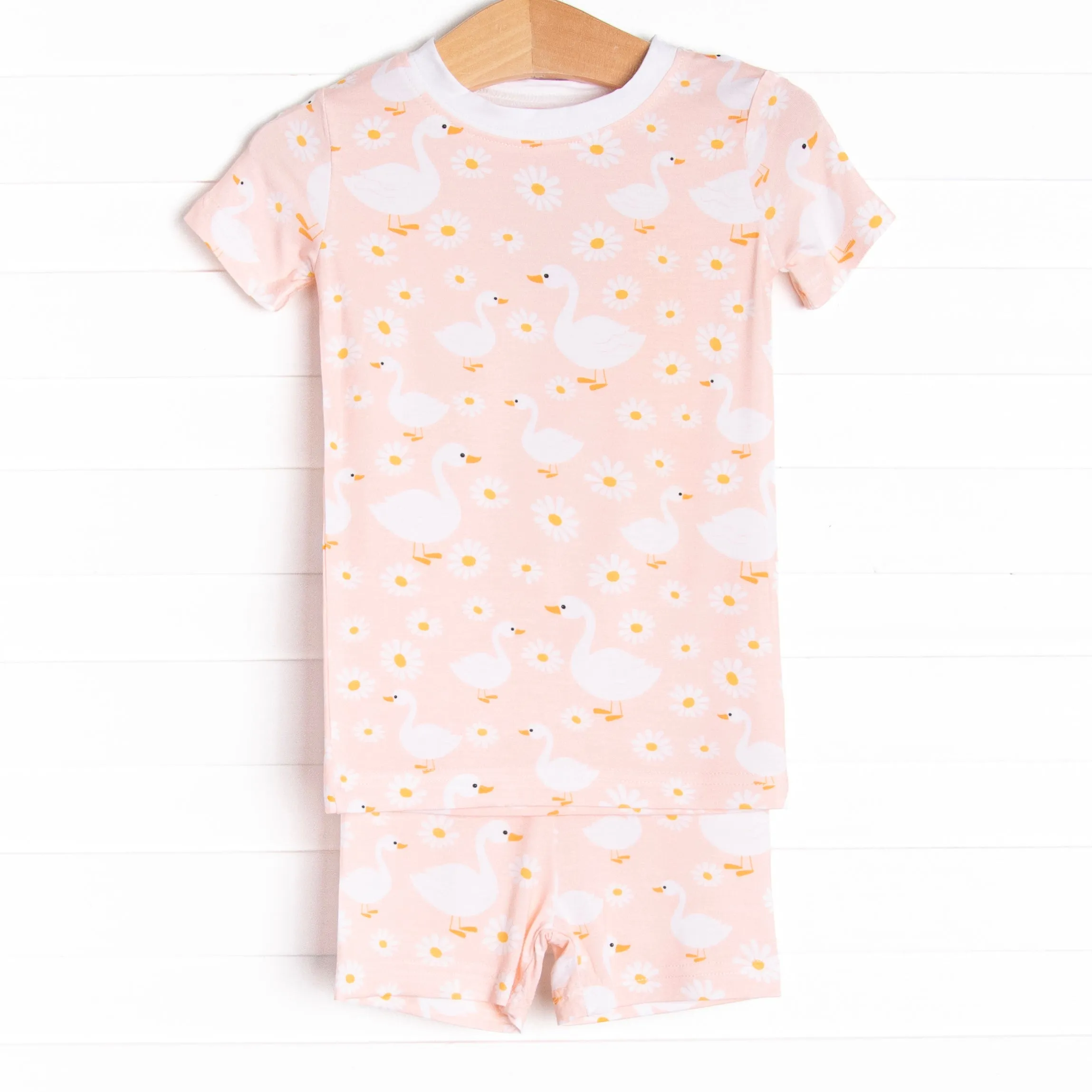 Swan Lake Snuggles Bamboo Pajama Short Set, Peach