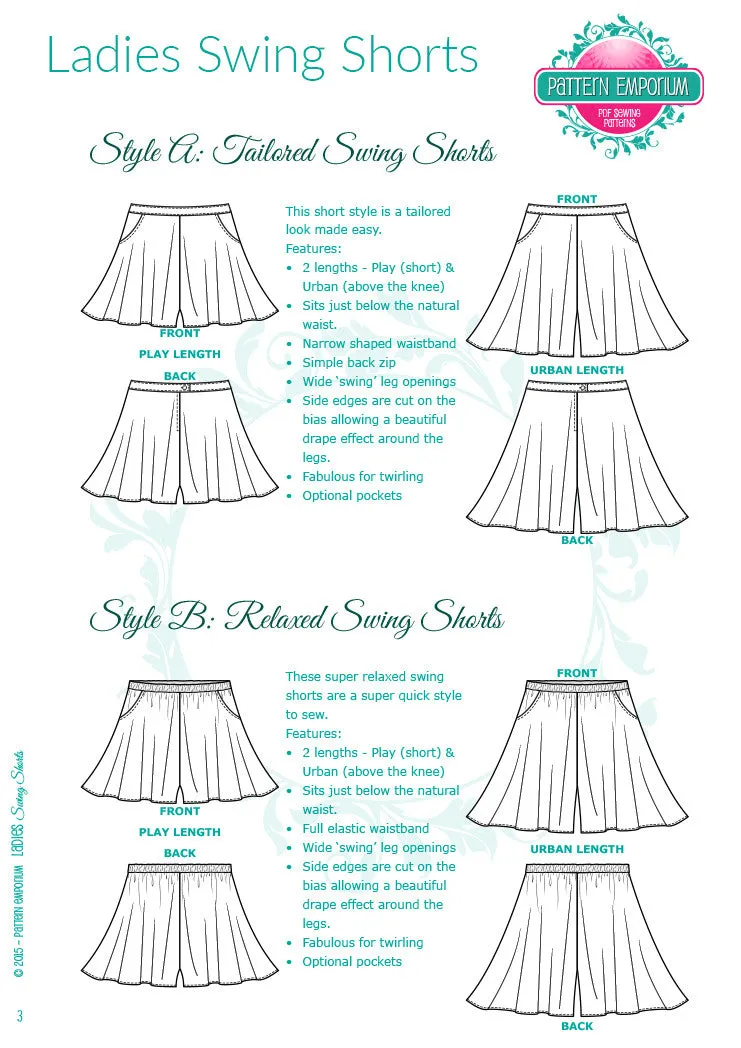 Swing Shorts | Woven Flared Shorts Sewing Pattern