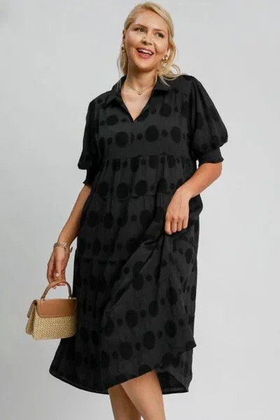 Swiss Dot Jacquard Tiered Midi Black Dress – A Timeless Wardrobe Must