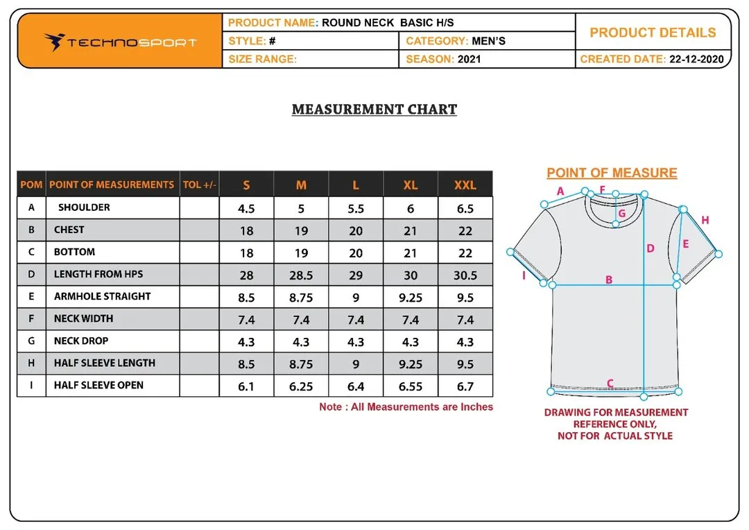TechnoSport Crew Neck Half Sleeve Dry Fit T Shirt for Men OR-10 (Burgundi)
