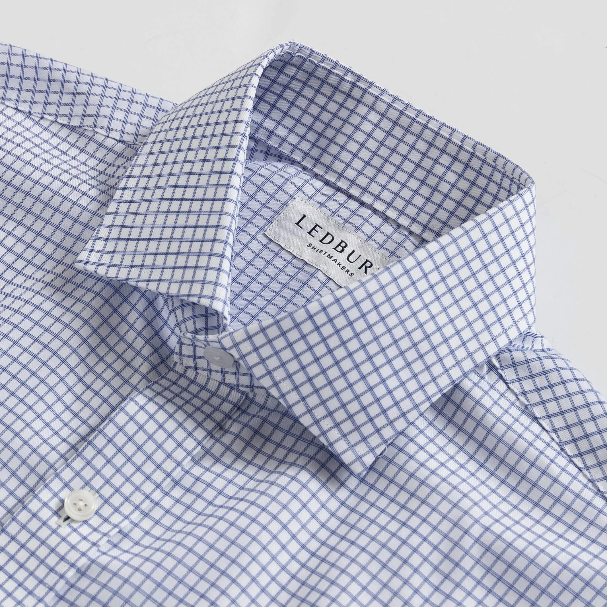 The Blue Owenby Comfort Stretch Check Custom Shirt