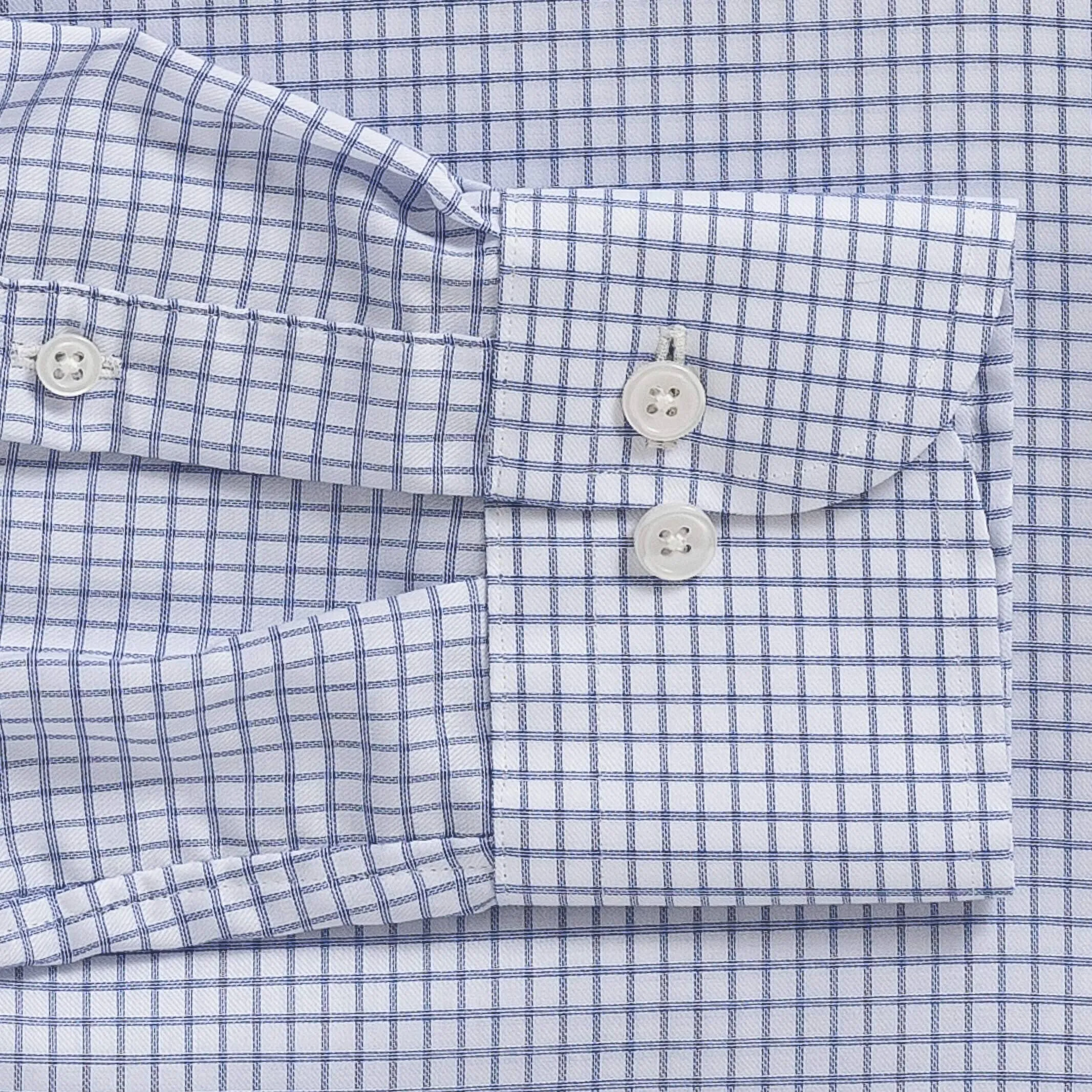 The Blue Owenby Comfort Stretch Check Custom Shirt