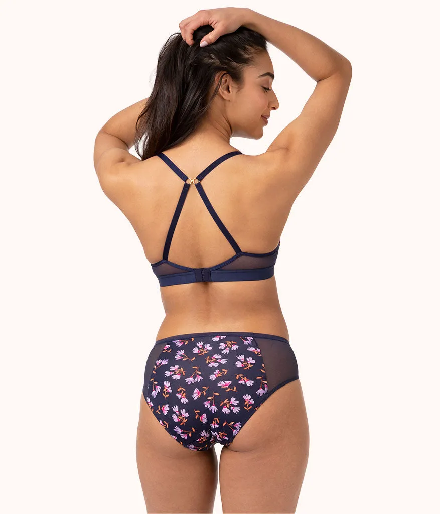 The Mesh High Waist Bikini: Navy Daisy
