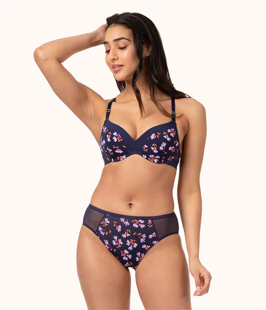 The Mesh High Waist Bikini: Navy Daisy