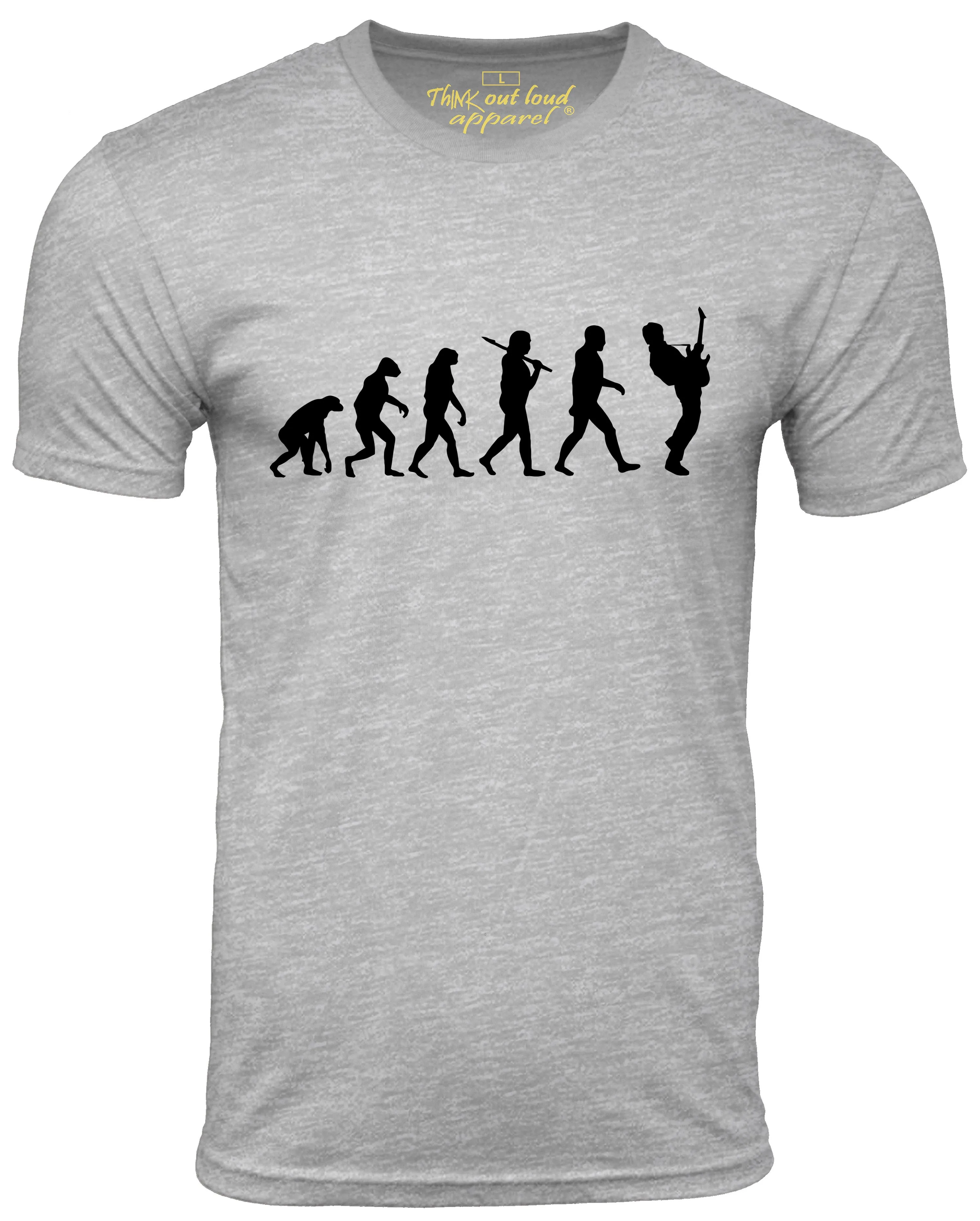 Think Out loud Apparel Guitar Player Evolution Funny T-Shirt Guitarist musician Tee