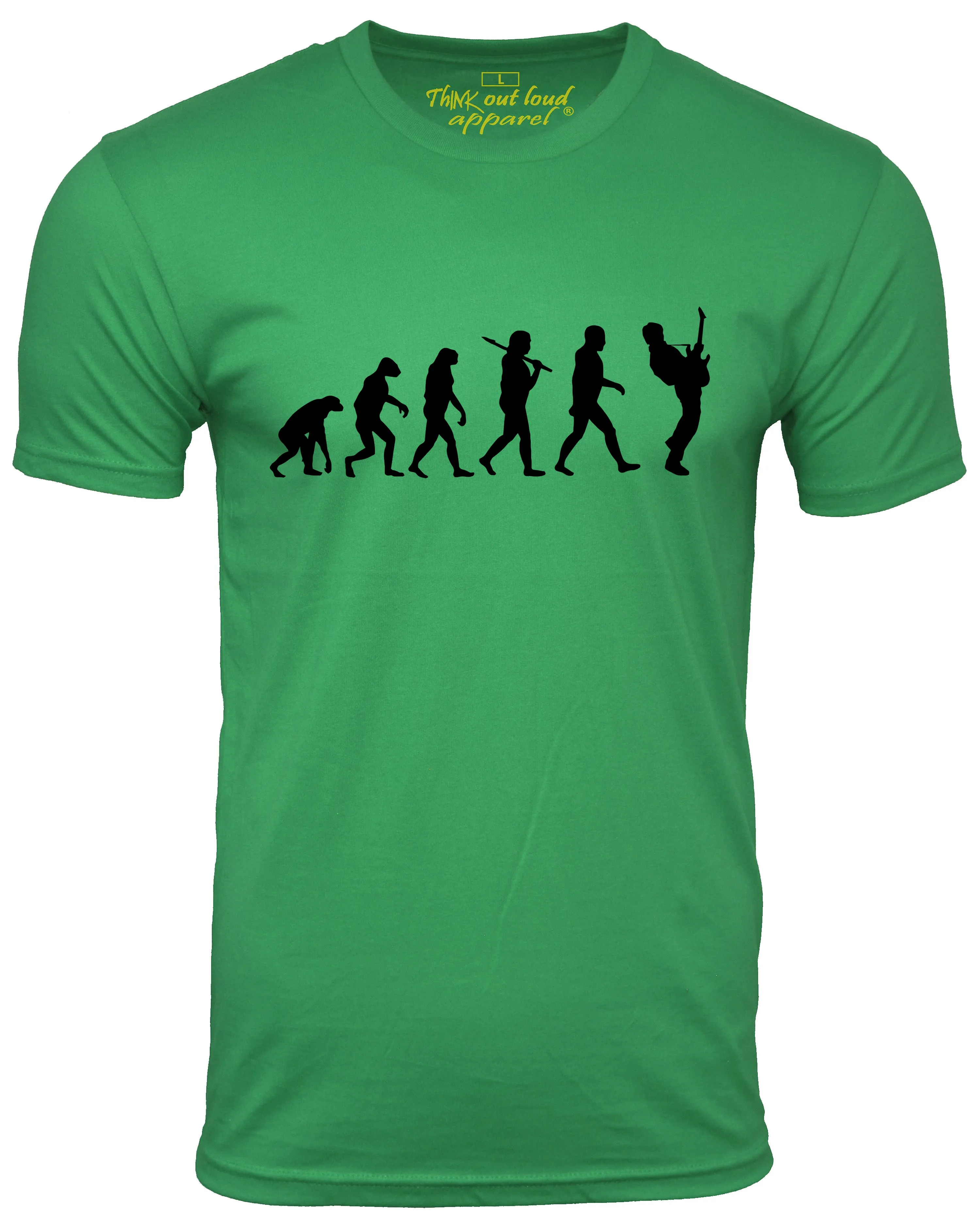 Think Out loud Apparel Guitar Player Evolution Funny T-Shirt Guitarist musician Tee