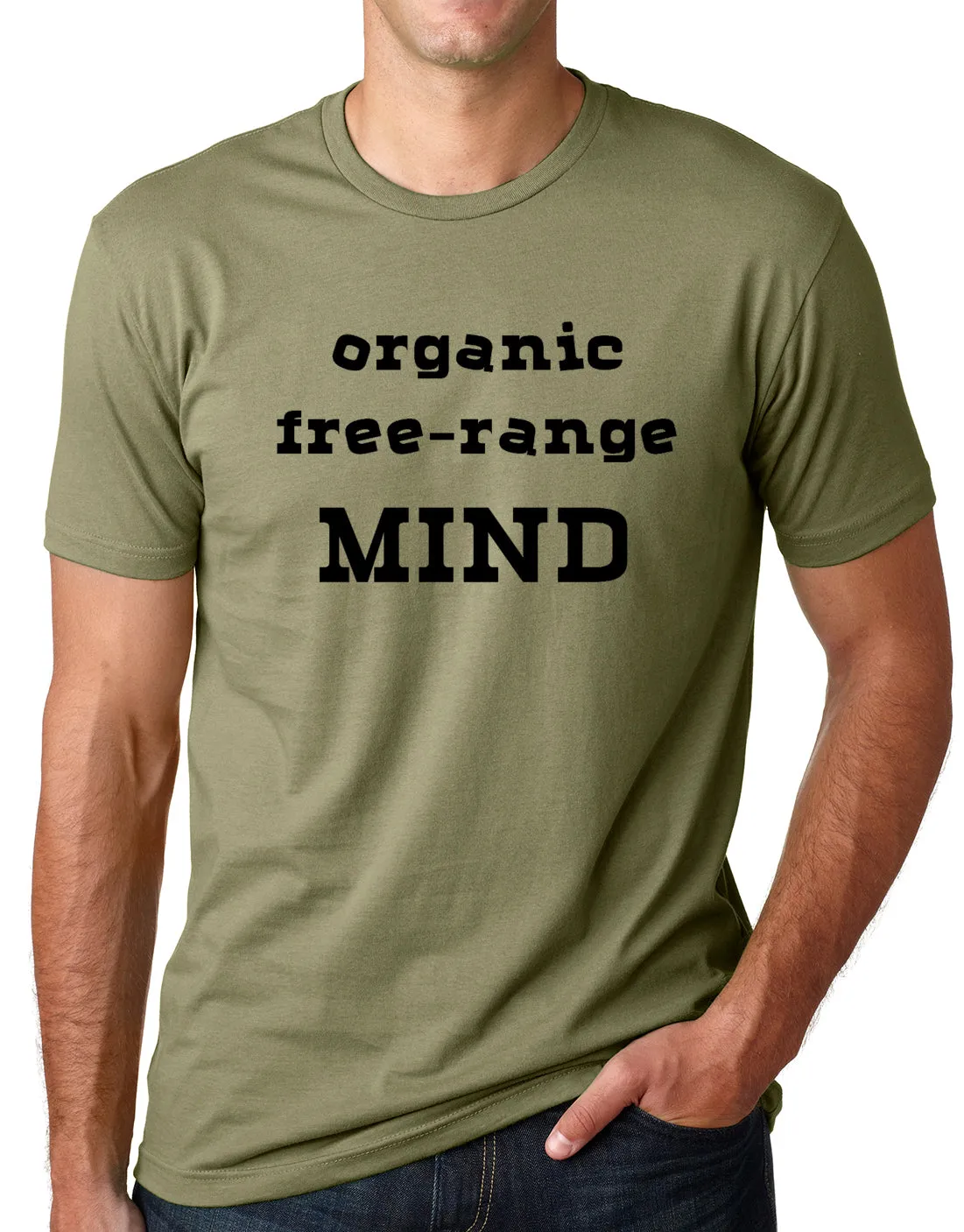 Think Out Loud Apparel Organic Free Range Mind Funny T-Shirt Environmental Tee