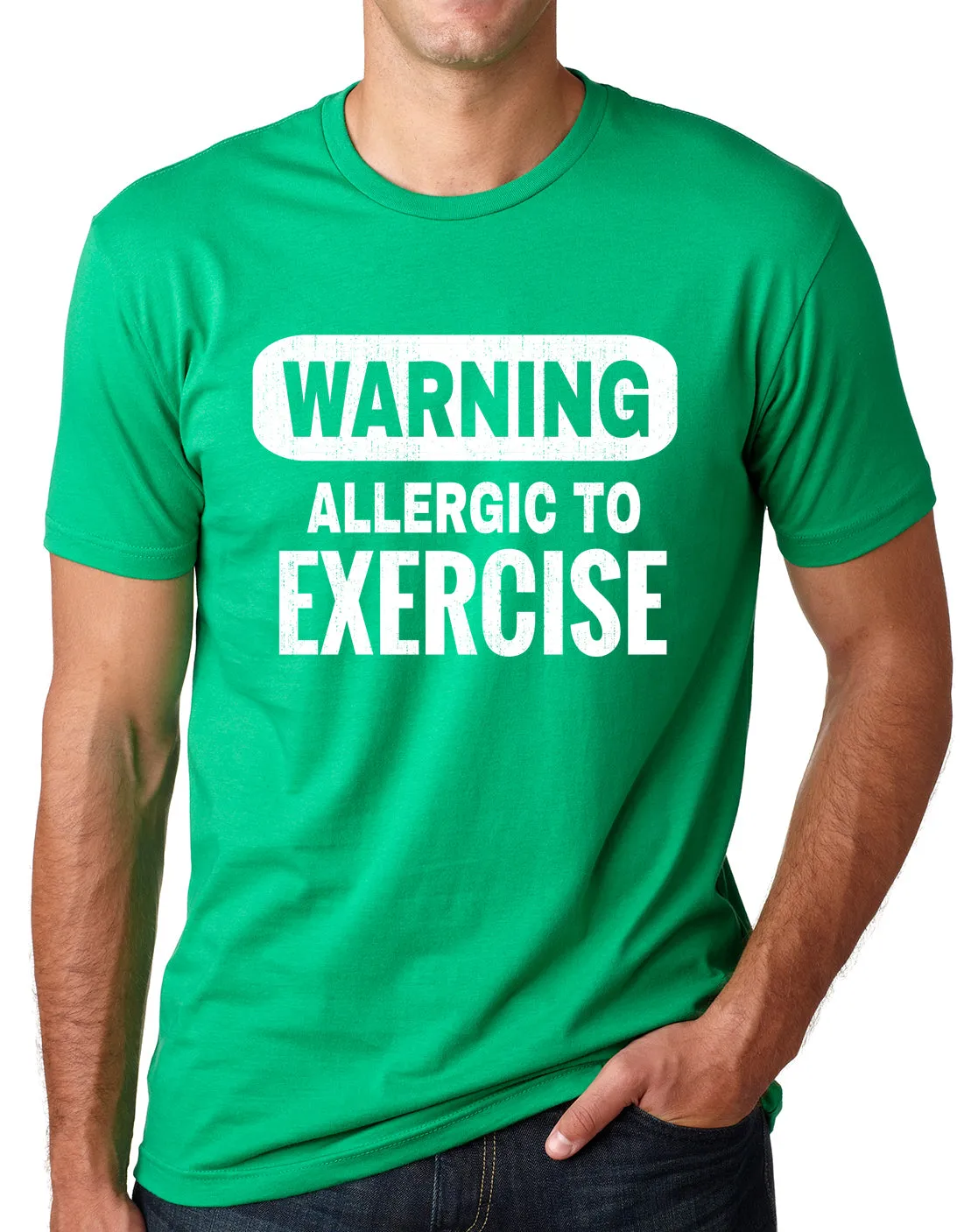 Think Out Loud Apparel Warning Allergic To Exercise Funny T Shirt Gym Humor Tee