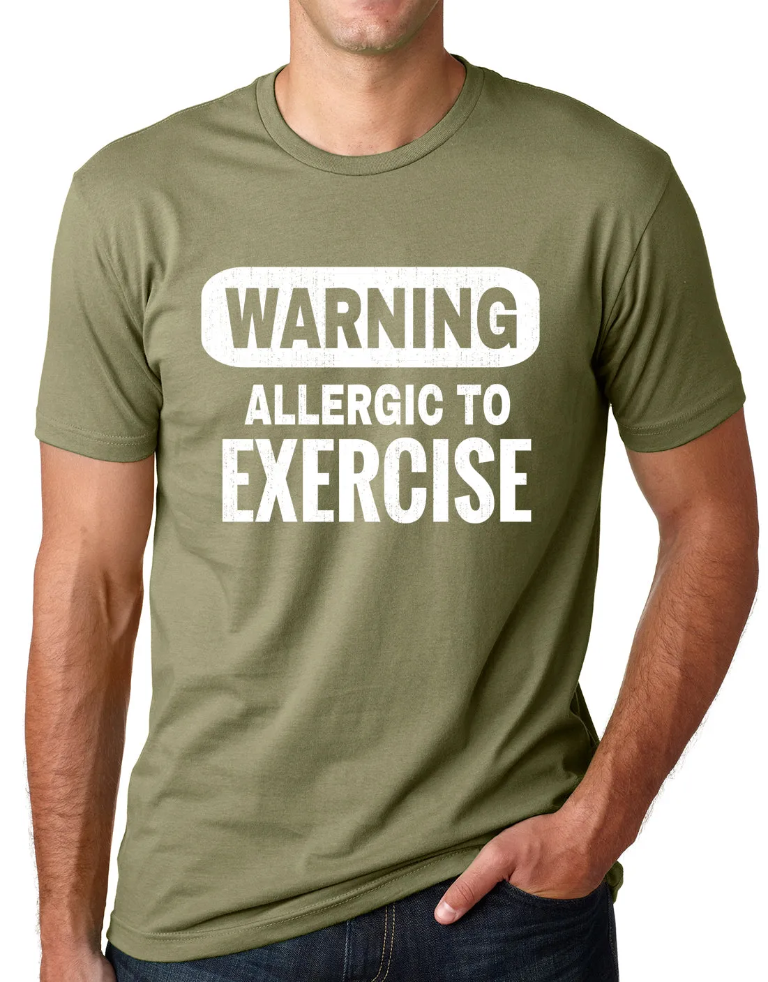 Think Out Loud Apparel Warning Allergic To Exercise Funny T Shirt Gym Humor Tee