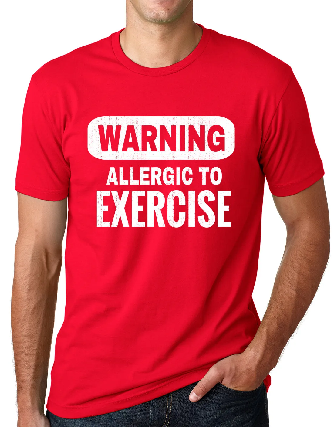 Think Out Loud Apparel Warning Allergic To Exercise Funny T Shirt Gym Humor Tee