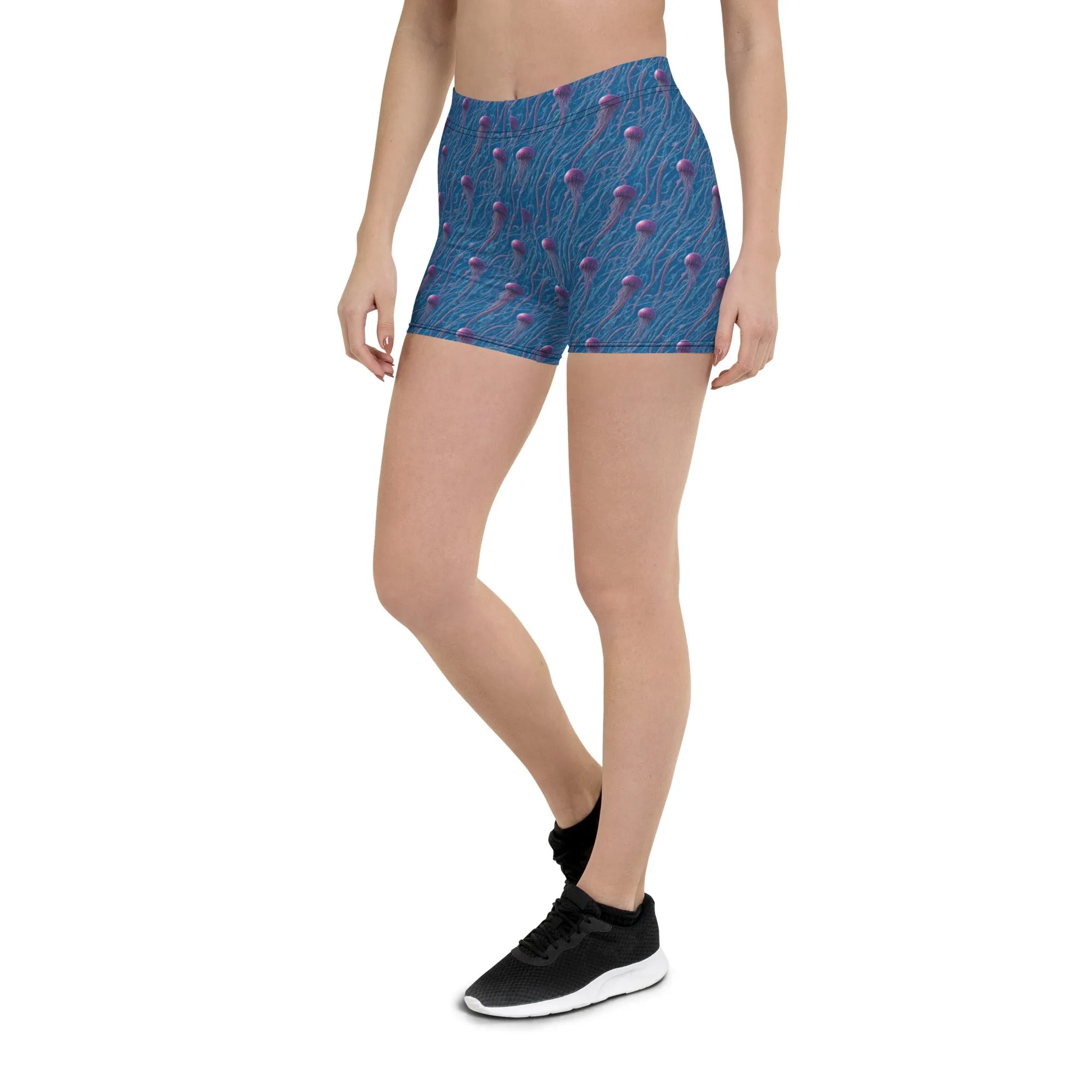 Tight Shorts - Blue And Violet Jellyfishes