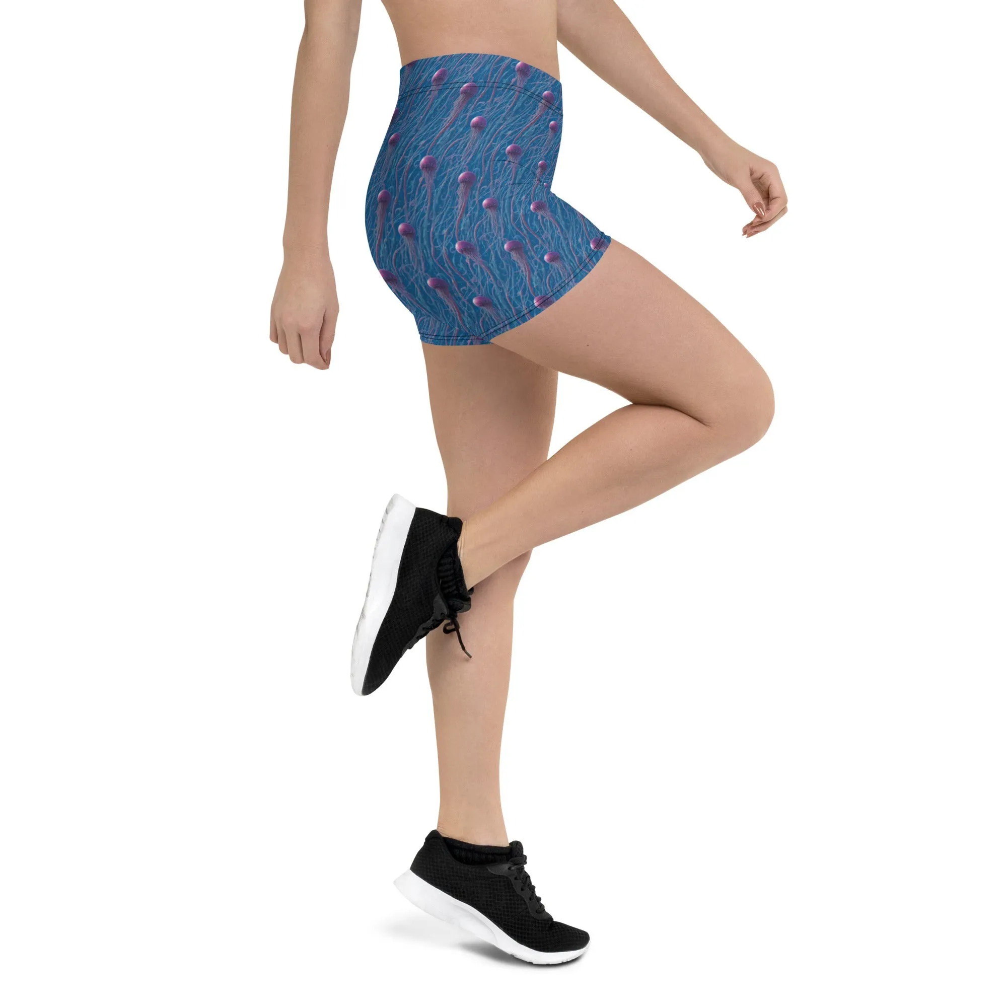Tight Shorts - Blue And Violet Jellyfishes