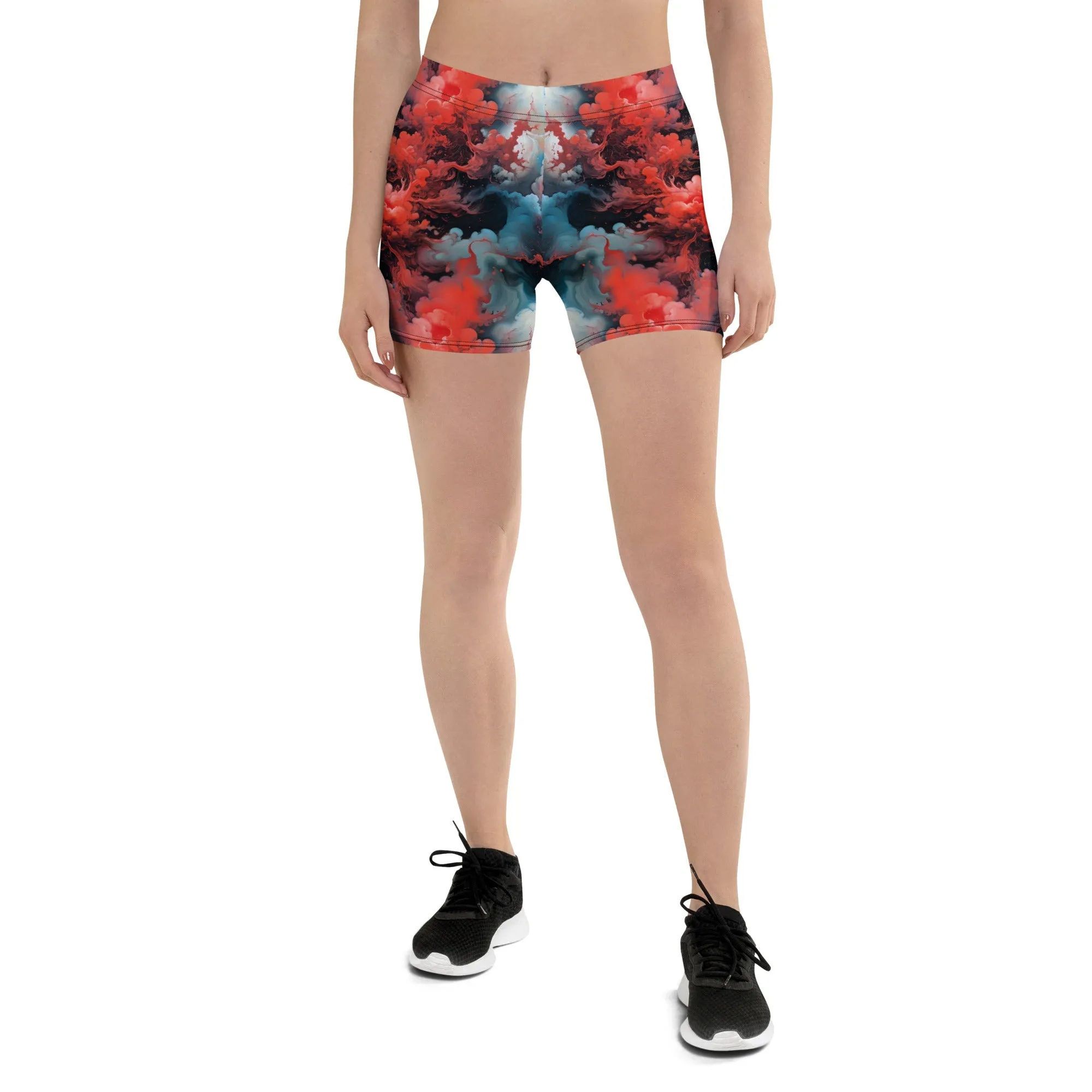 Tight Shorts - Ethereal Crimson Flow - Dark