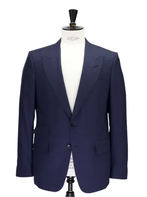 Tom Ford Blue Prince of Wales Wool & Silk Shelton Jacket