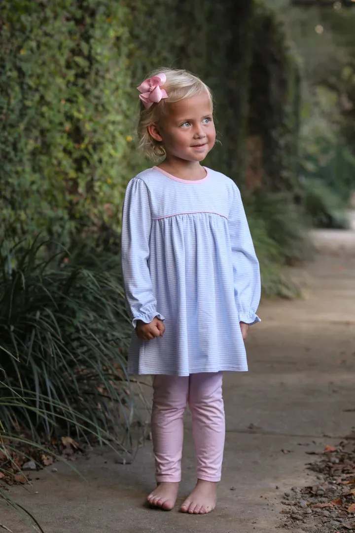 Trotter Street: Ellie Pants Set - Light Blue Stripe/Light Pink
