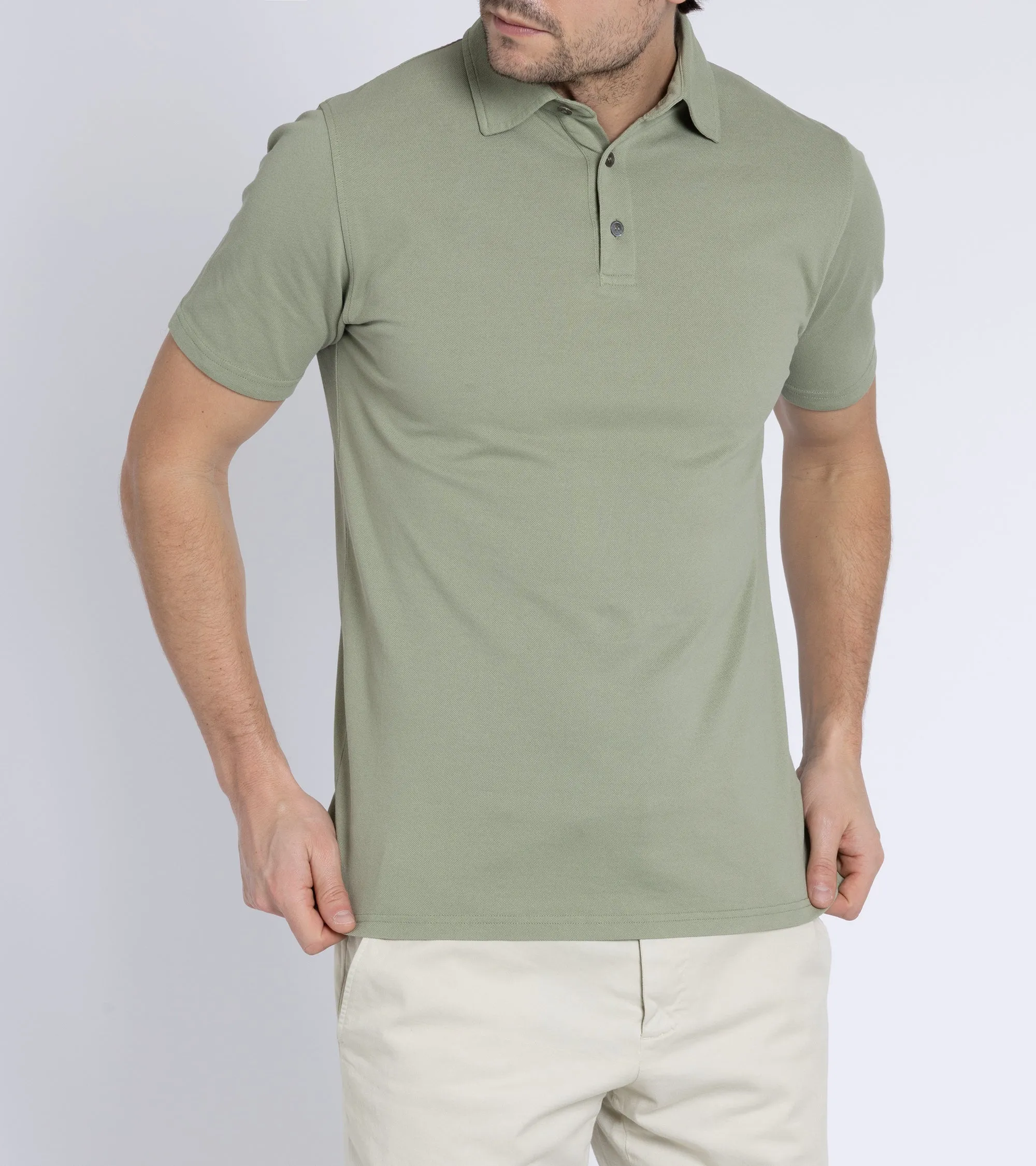 Trunk Moxon Short Sleeve Polo Shirt: Green Tea