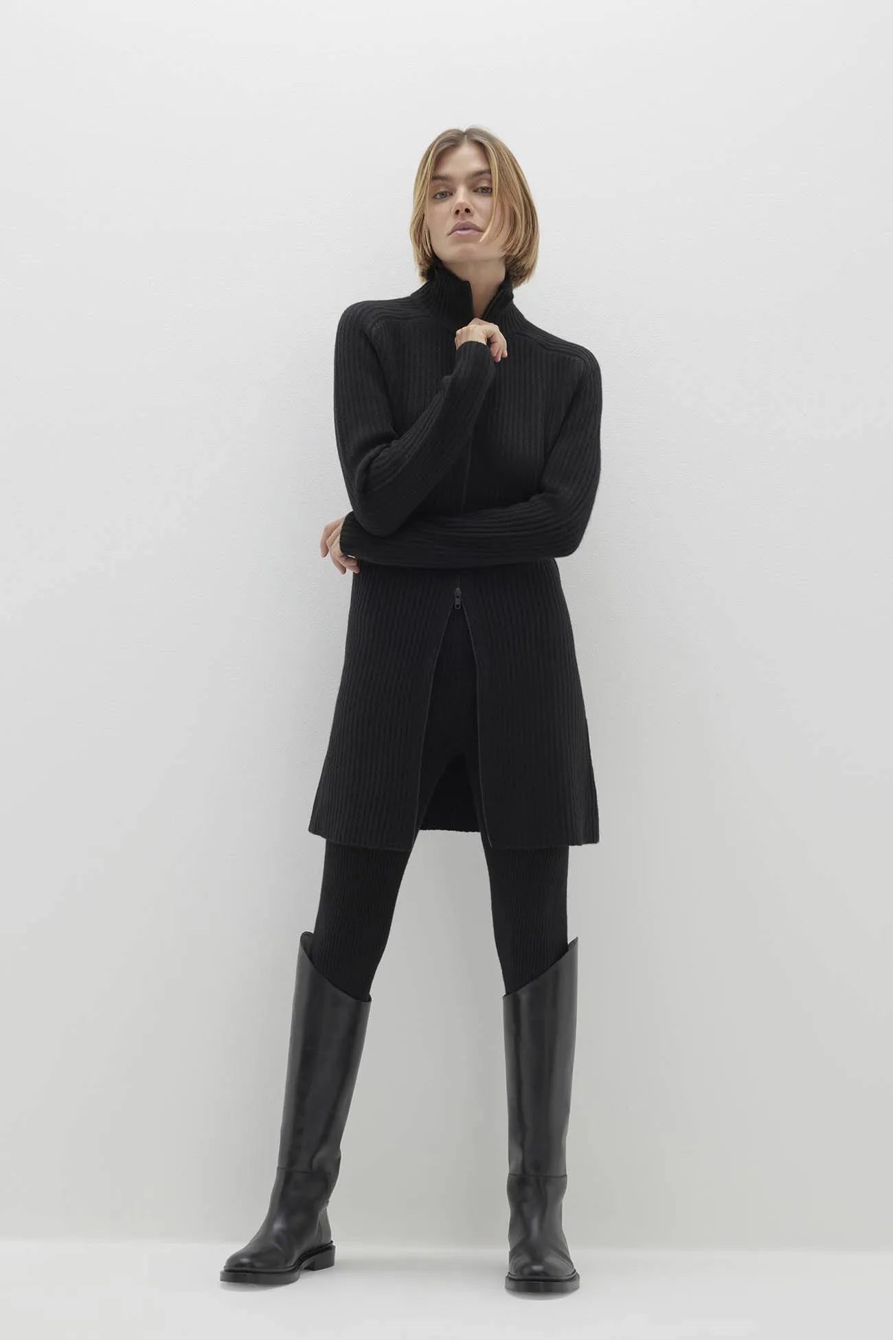 TYRA ZIP-UP CASHMERE SWEATER DRESS